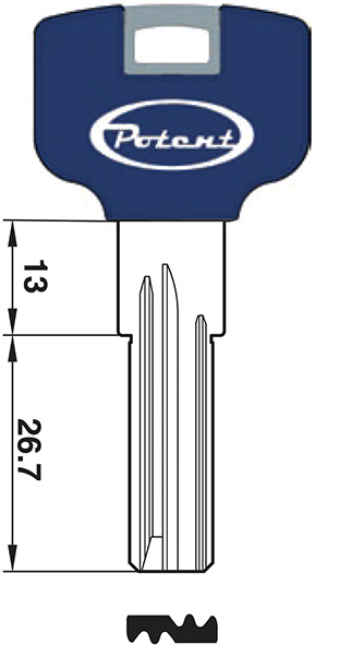 CHIAVI PUNZONATE POTENT 3400.K.B BLU              