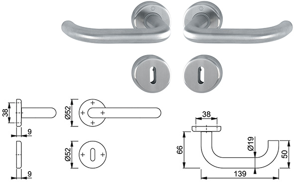 MANIGLIE HOPPE KIT BADEN INOX PER PATENT          