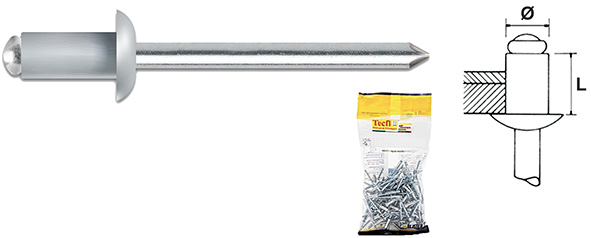 RIVETTI TECFI ALLUMINIO * BLISTER                 