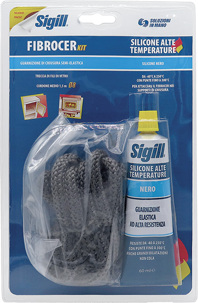 KIT CORDA FIBRA VETRO + SILICONE ALTE TEMPERATURE 