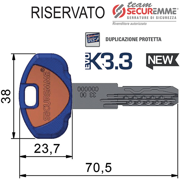 CHIAVI PUNZONATE SECUREMME TEAM EVOK3.3 A2        