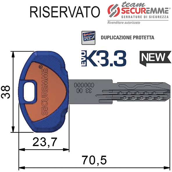 CHIAVI PUNZONATE SECUREMME TEAM EVOK3.3 A3        