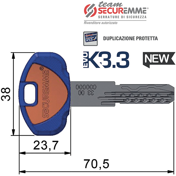 CHIAVI SECUREMME TEAM EVOK3.3 A3 * DUPLICATO      